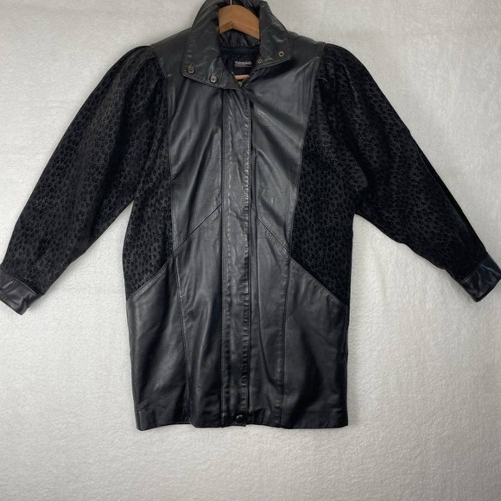 VTG Wilson's Leather Coat SZ XS Thinsulate Trench‎ Full Zip 80s 90s Animal Biker - Picture 4 of 17
